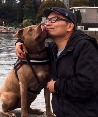 reactive pitbull kissing me after a training session