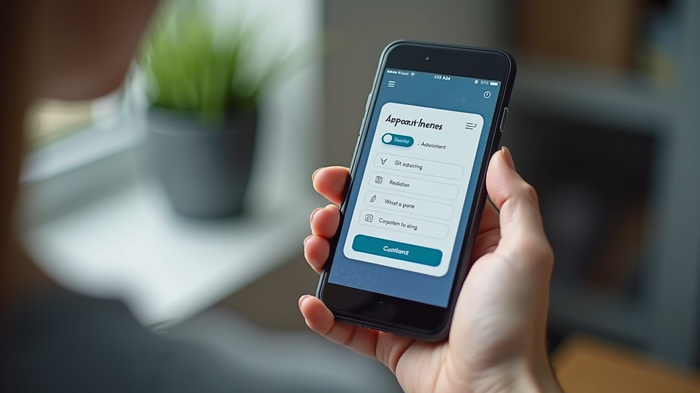 Close-up view of a smartphone displaying an AI appointment booking interface