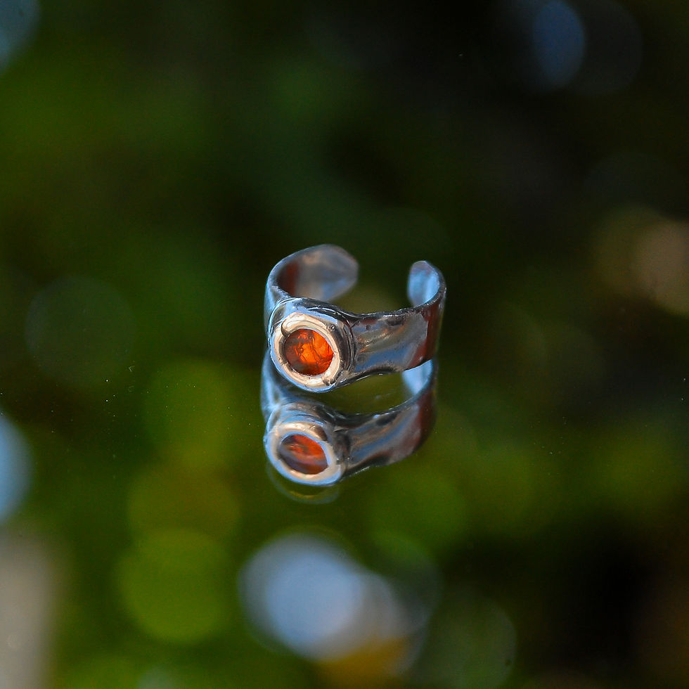 Amber Brown Glass Ring - Size O-Q