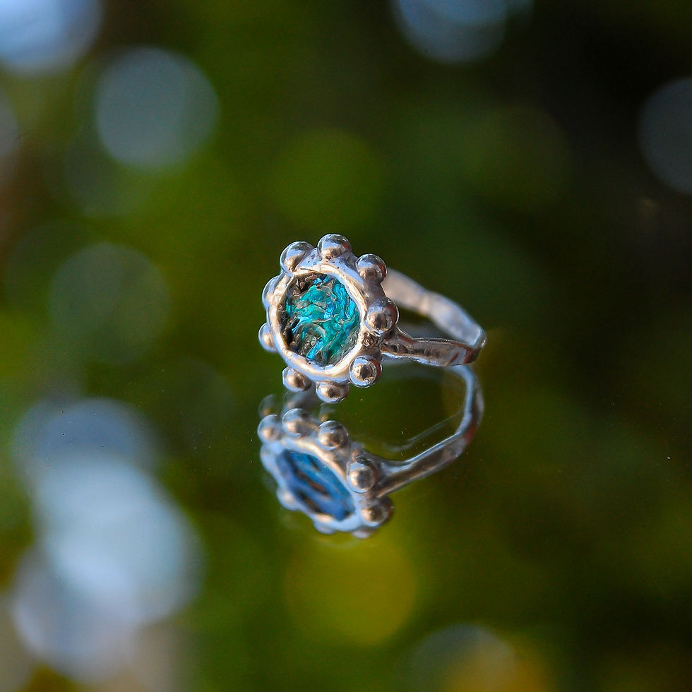 Textured Green Glass Ring - Size S