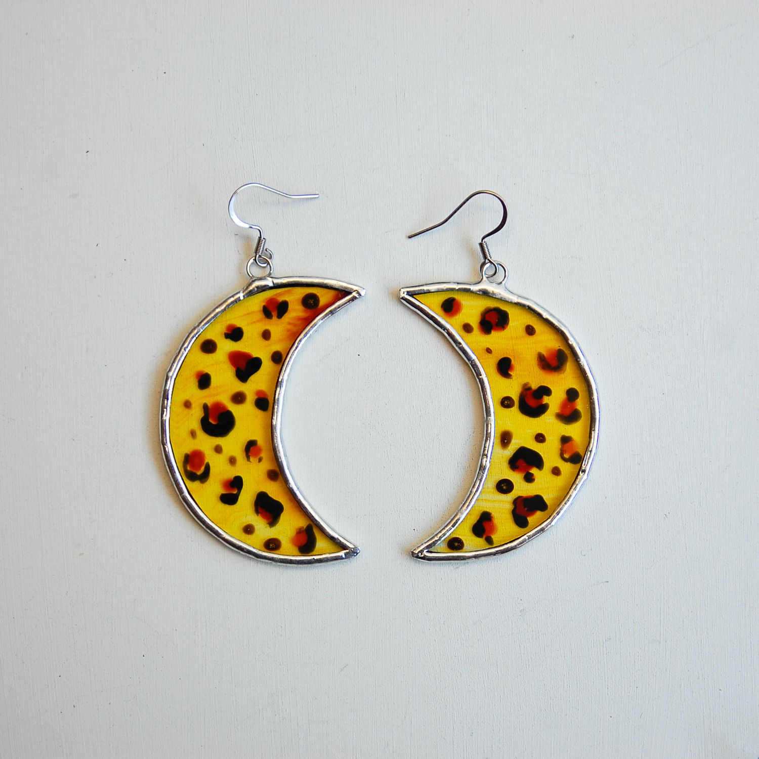 Moon Earrings (medium) Leopard