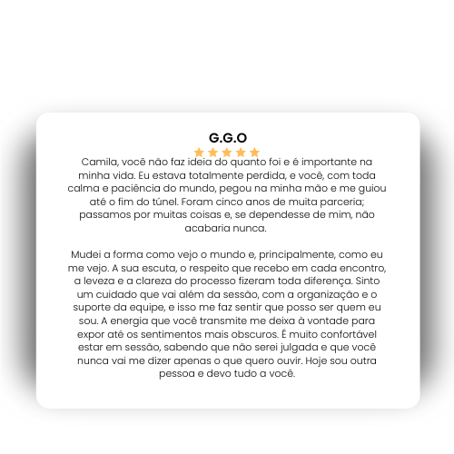 Citação visual de feedback de paciente sobre atendimento psicológico