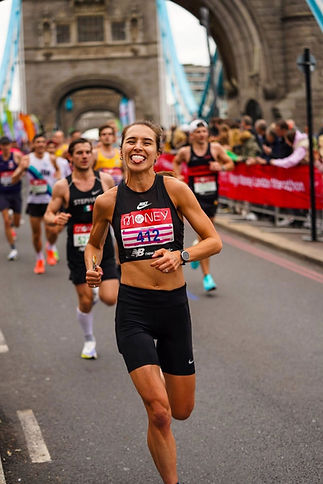 Hannah running in the London Marathon.