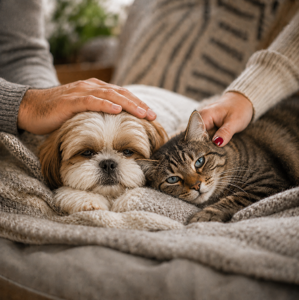 Pet comfort journal image with cozy home setting
