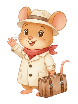 Timmy Mouse ready to travel