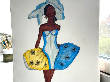 Sketching the Flora Cyclone Dress for Harbison Studio Resort 2024 - A Fashion Illustration Journey