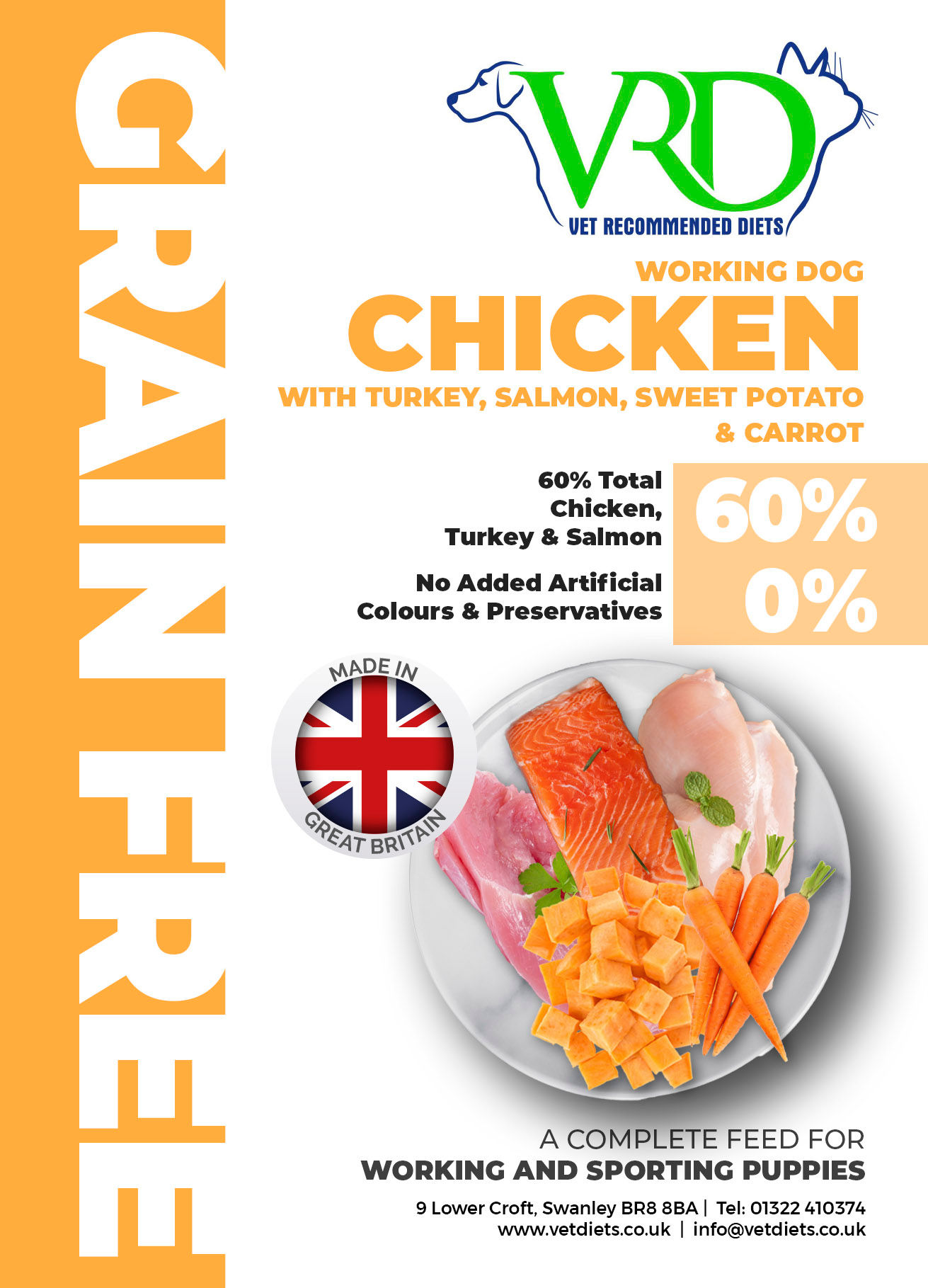 Working Cordog Bleu Puppy - Chicken, Sweet Potato. Carrots and Peas - 15 kg