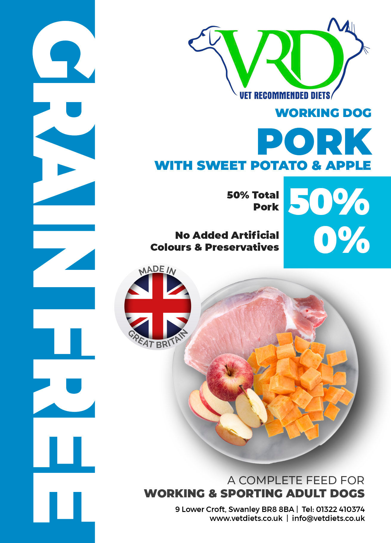 Working Cordog Bleu (Grain Free) - Pork, Sweet Potato and Apple - 15 kg
