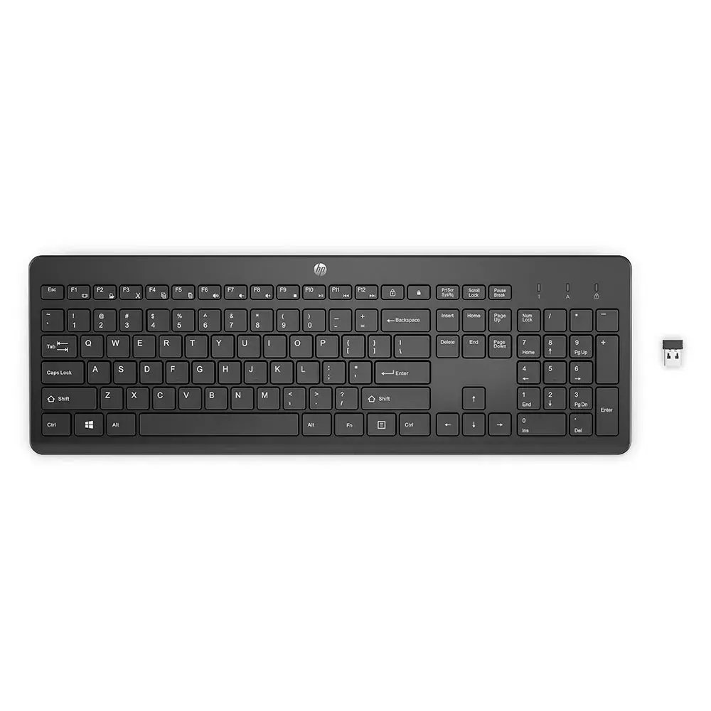 Teclado preto sem fio com receptor USB