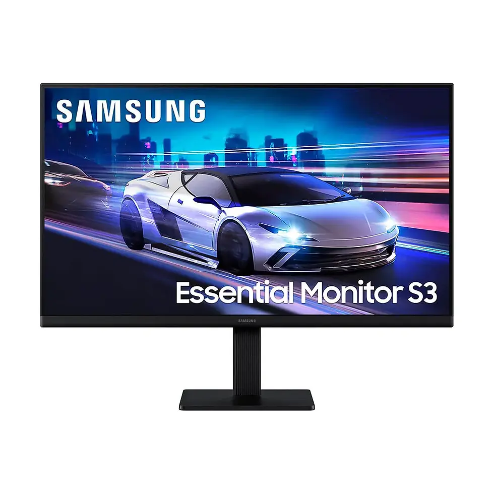Miniatura: Monitor Samsung Essential S3 com carro na tela.
