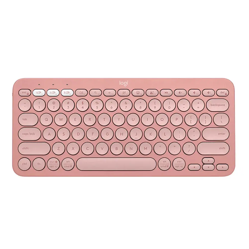 Teclado rosa com teclas redondas