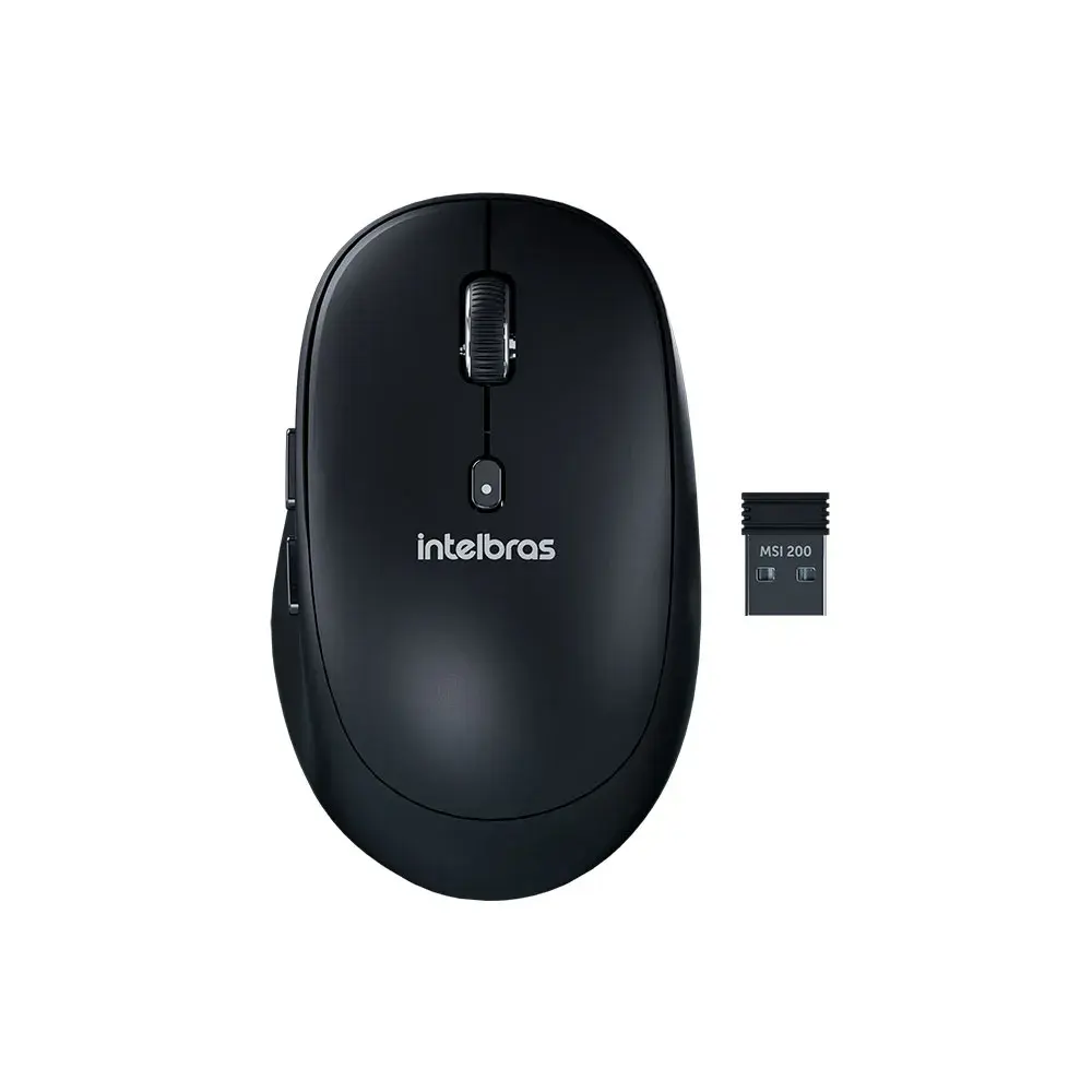 Mouse sem fio preto Intelbras com receptor USB