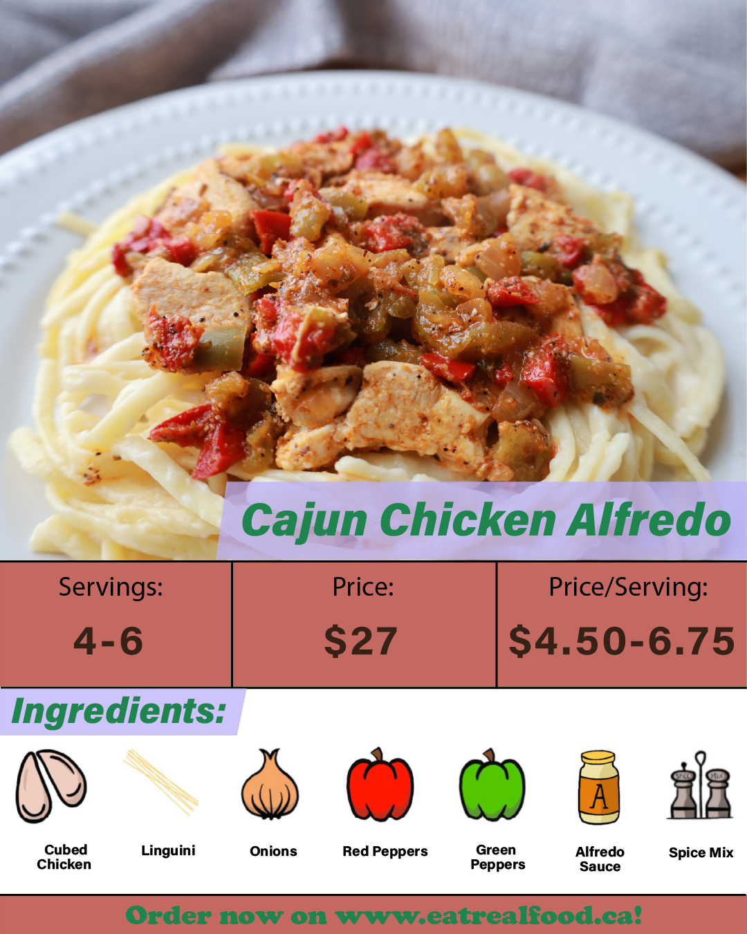 Cajun Chicken Alfredo - Serves 4-6