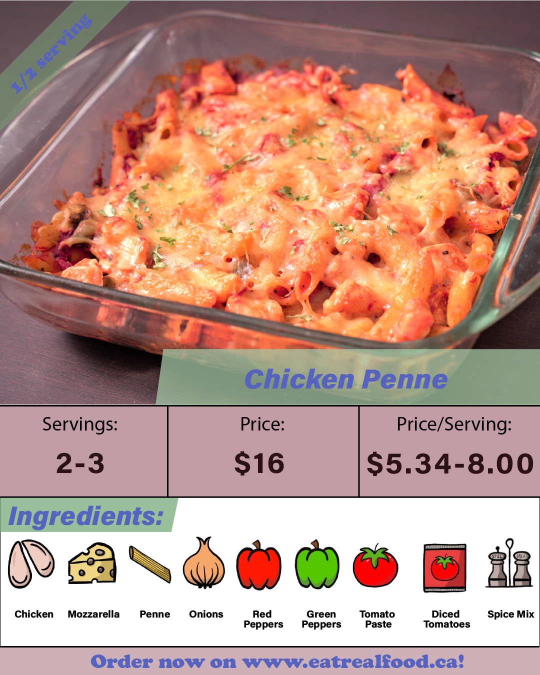 Chicken Penne Pasta - Serves 2