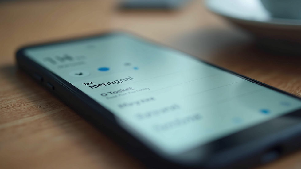 Close-up view of a smartphone displaying a task management app