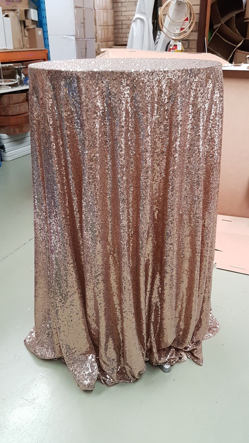 Rose Gold Sequin Table Cloth Hire for Events Blissful Events