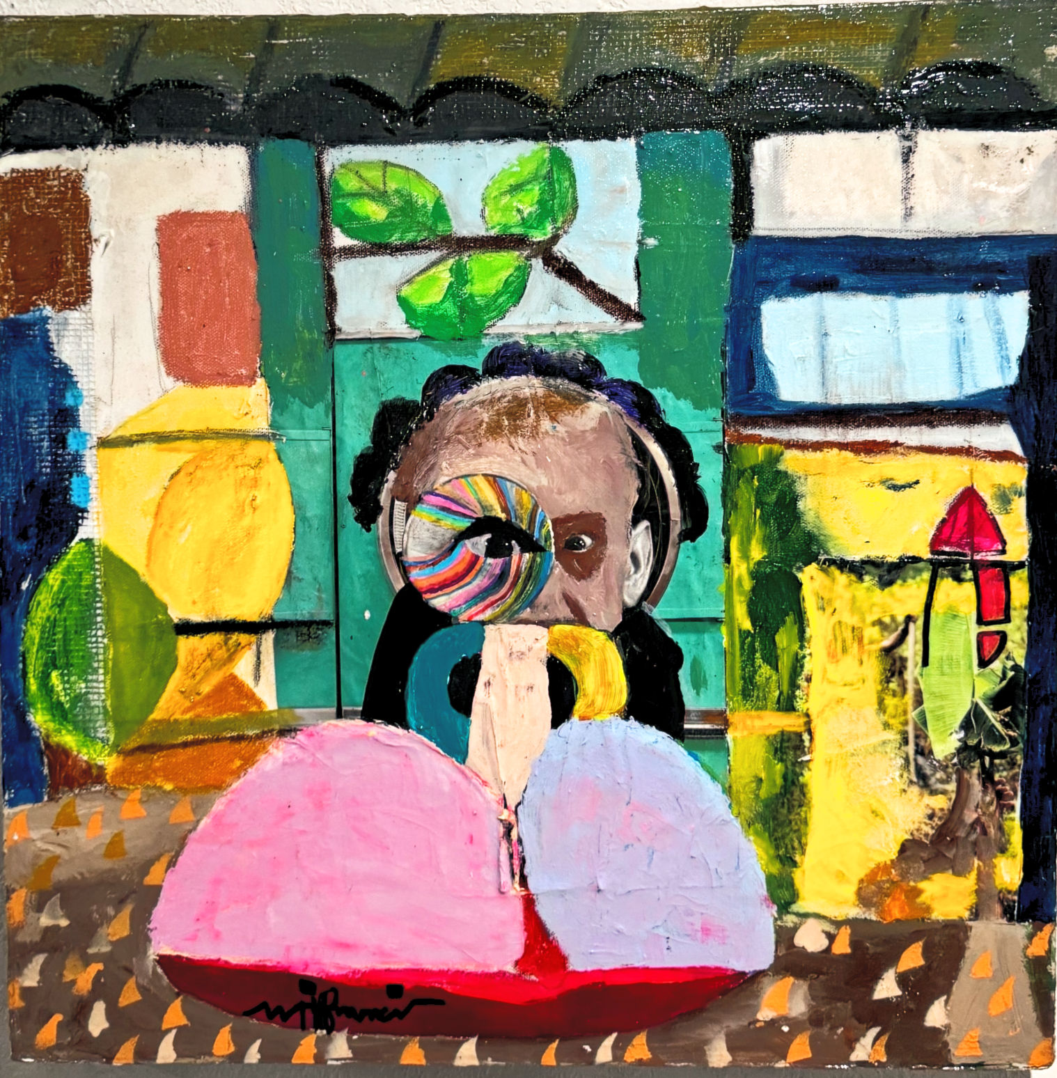 Eyes On You 2023 Mixed Media on Canvas , 20 X  20