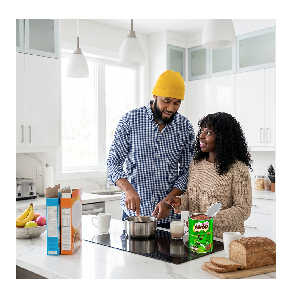 Flavor Spice couple preparing morning breakfast with Nestle Milo
