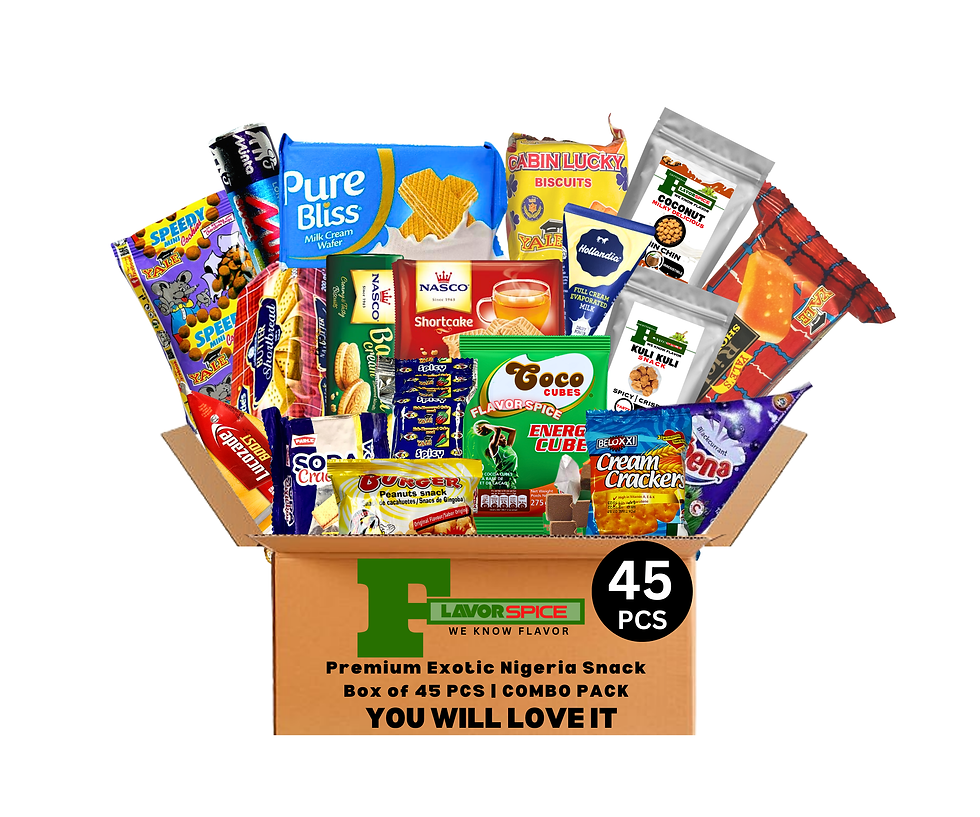 Premium Exotic Nigeria Snack Box of 45 PCS | COMBO PACK, Milo cube,  peanut burger,  kuli kuli snack