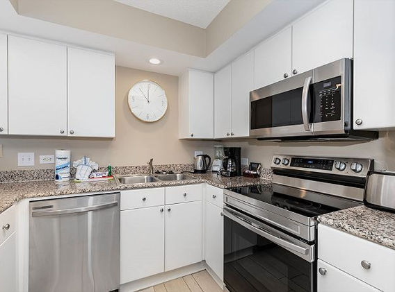 We've just replaced all the major kitchen appliances with brand new stainless steel ones.