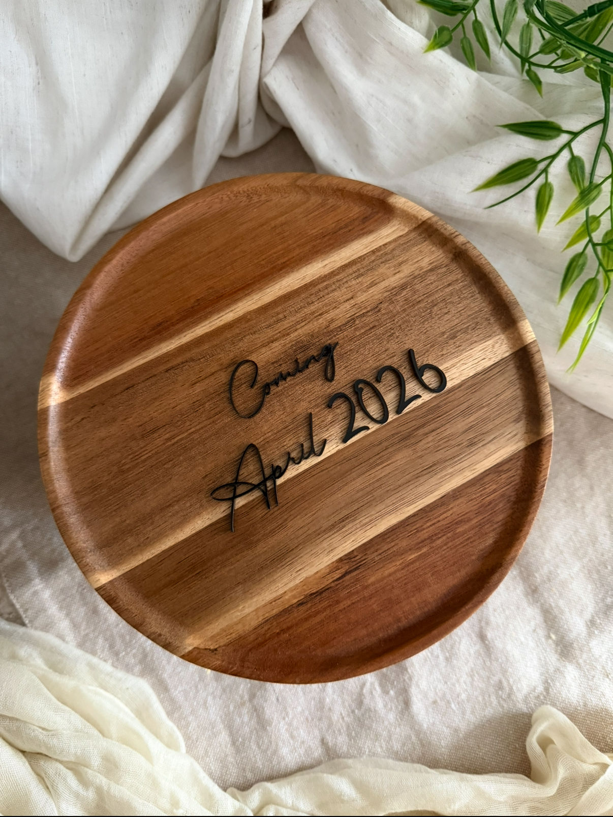 Delicate Font Acrylic Cake charm | Pregnancy Announcement