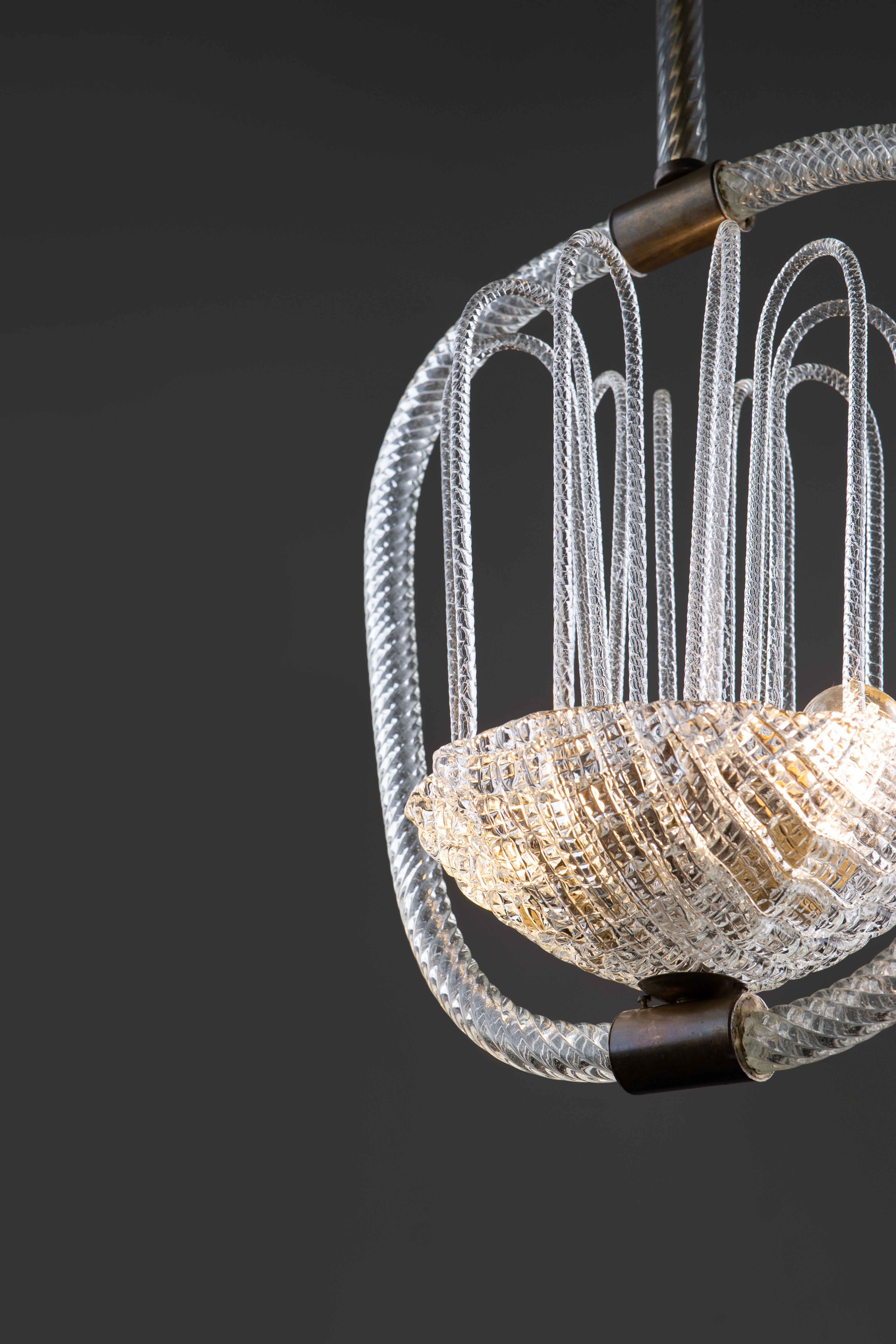 Art Deco Murano Glass Barovier and Toso Chandelier 1940s