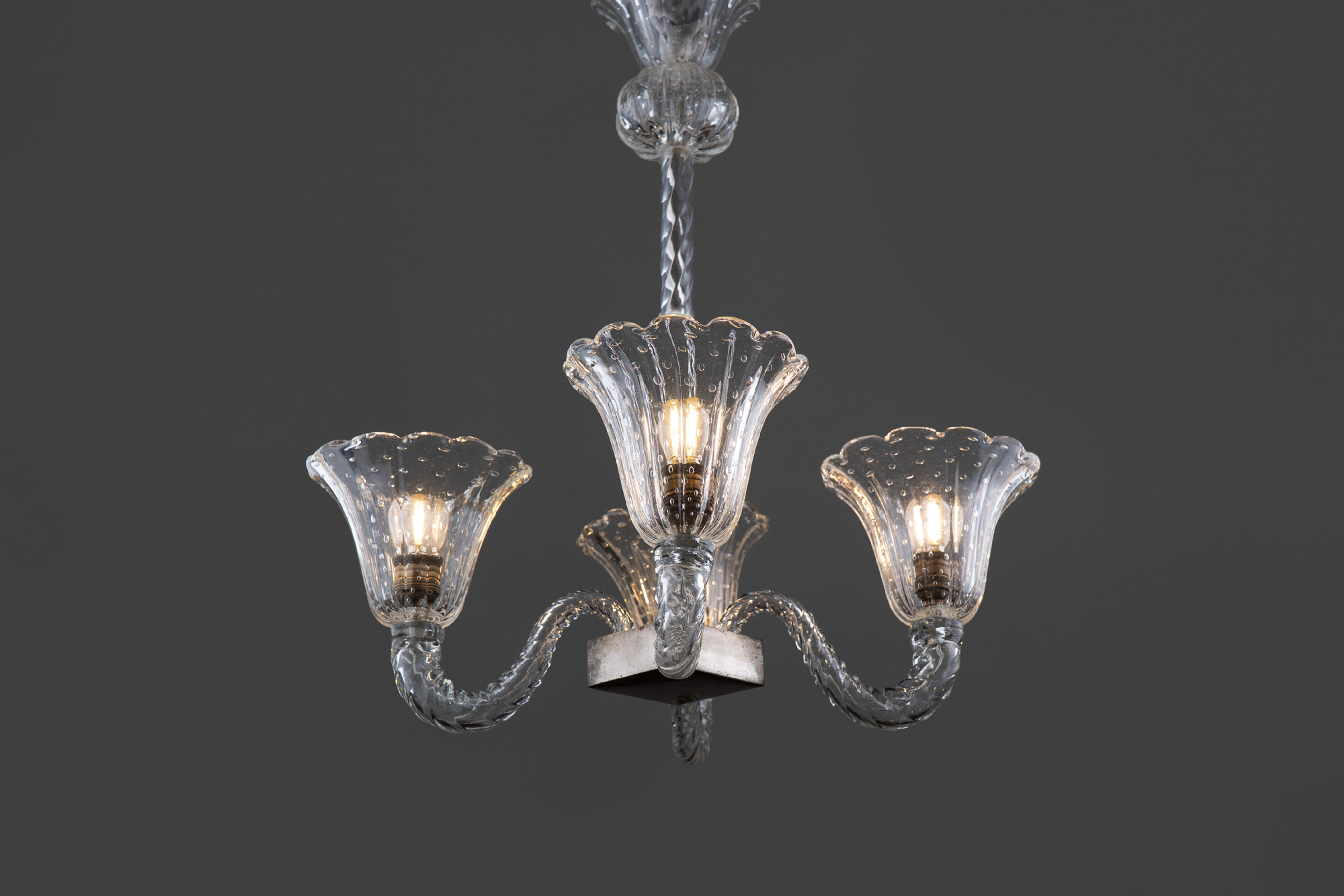 Art Deco Barovier & Toso Murano Glass Chandelier 1950s