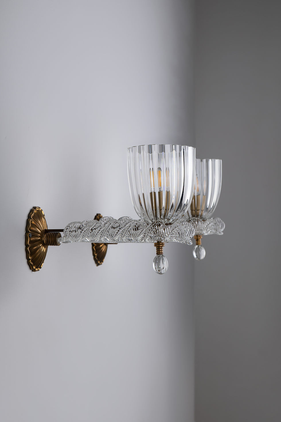 Thumbnail: Set of 2 Barovier and Toso Glass Wall Lamps 1950s