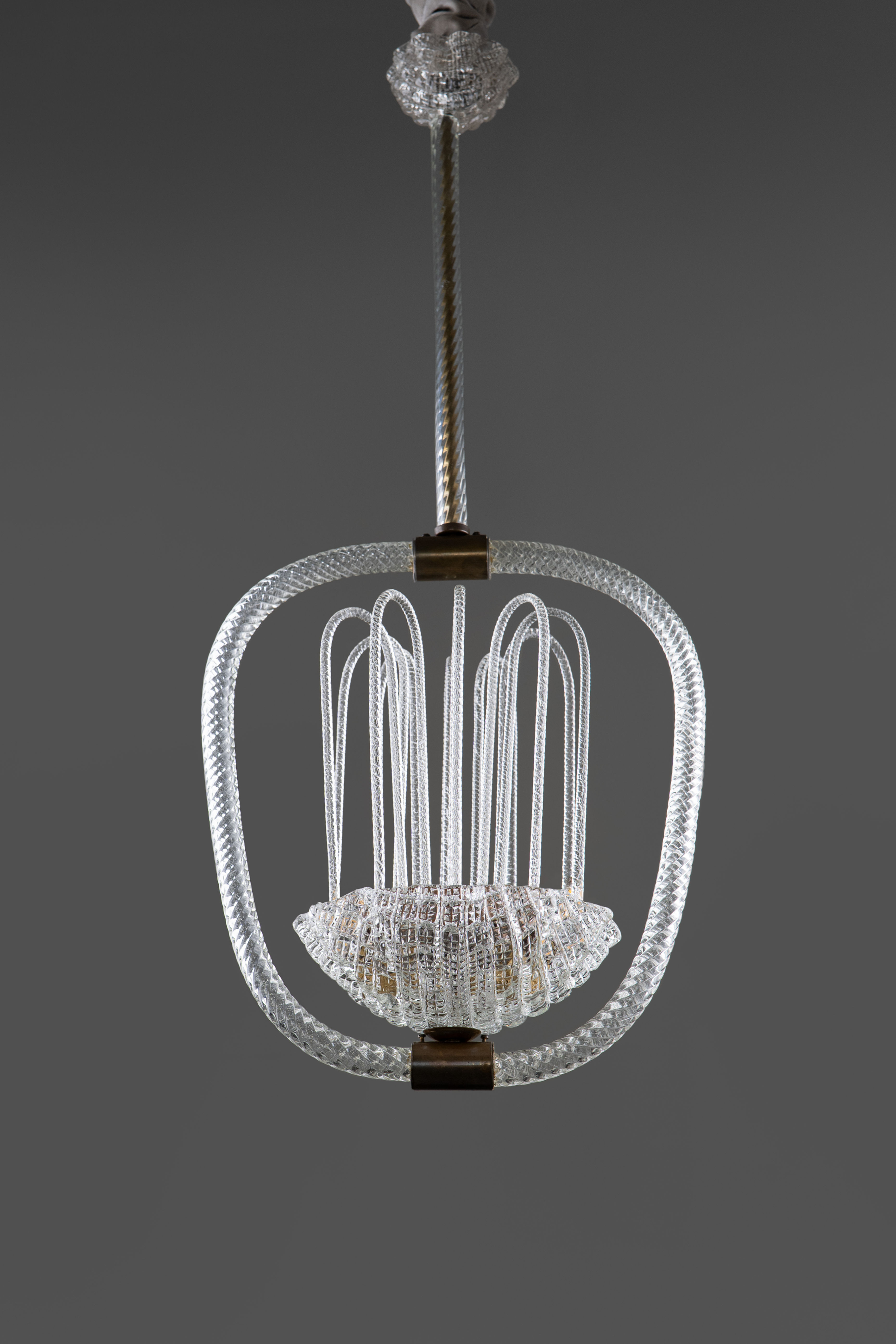 Art Deco Murano Glass Barovier and Toso Chandelier 1940s