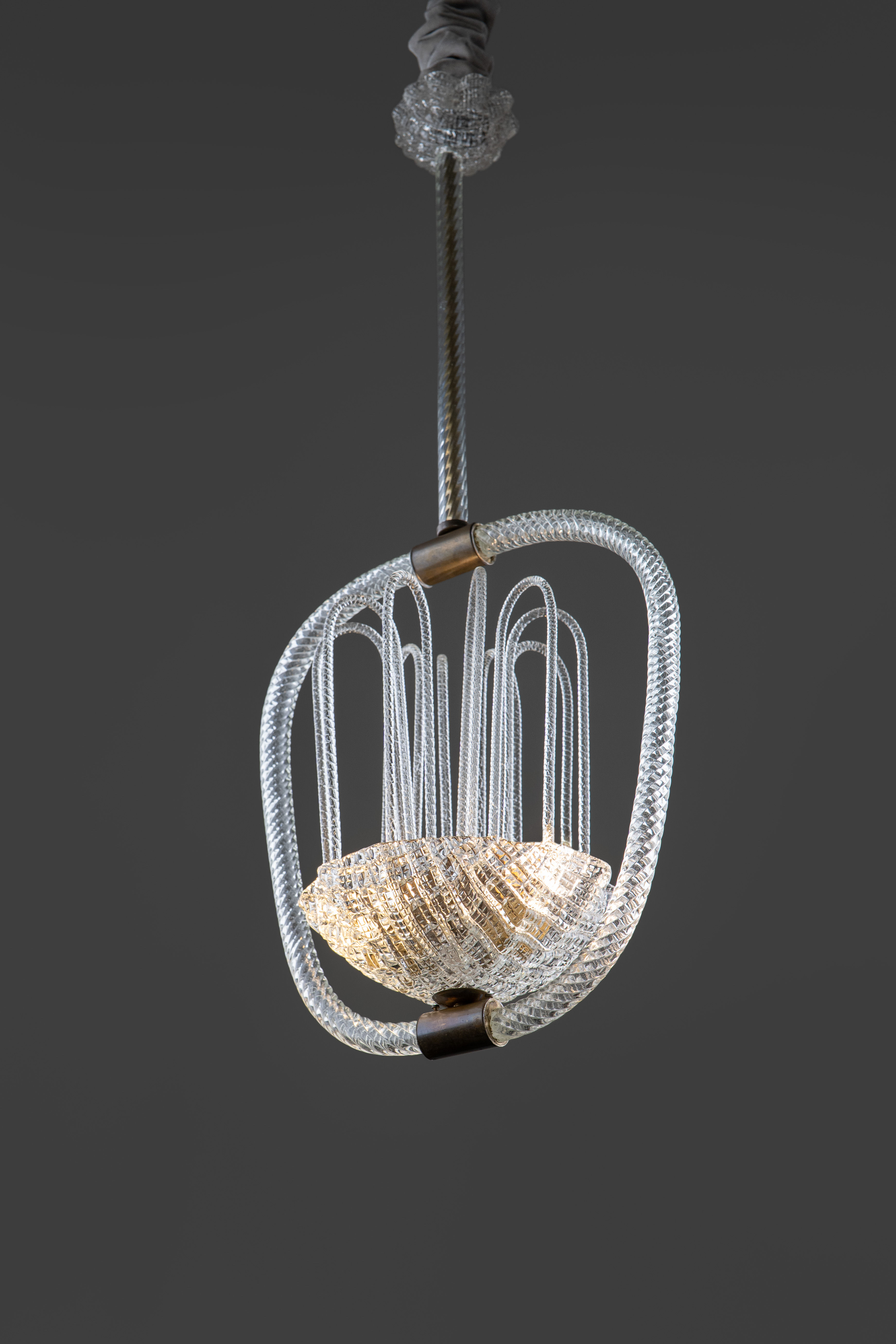 Art Deco Murano Glass Barovier and Toso Chandelier 1940s