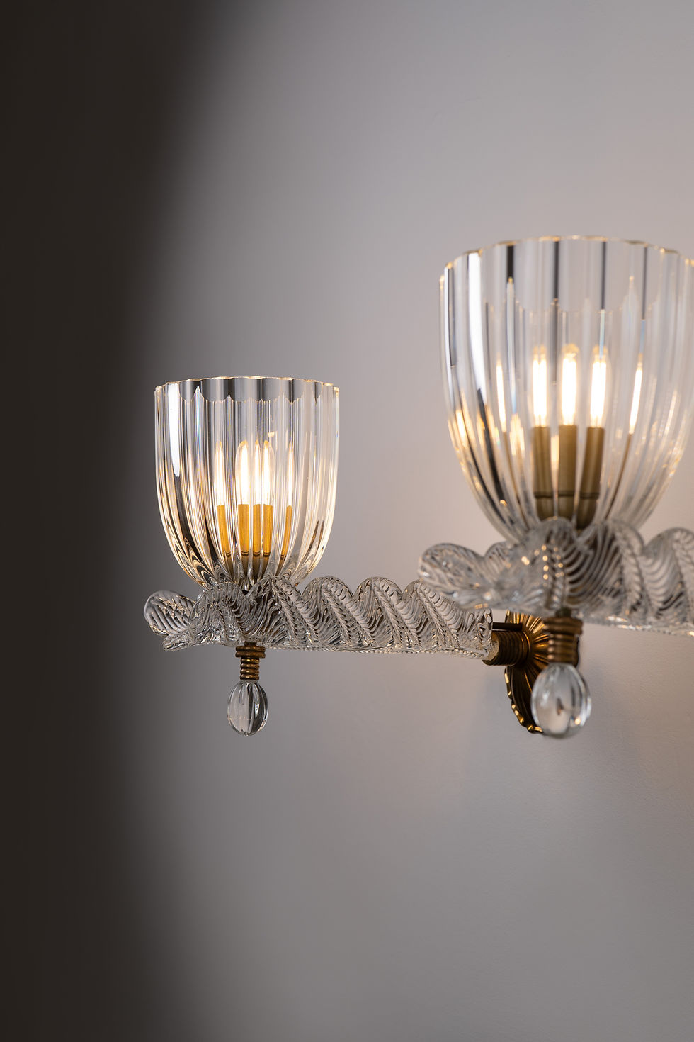 Thumbnail: Set of 2 Barovier and Toso Glass Wall Lamps 1950s