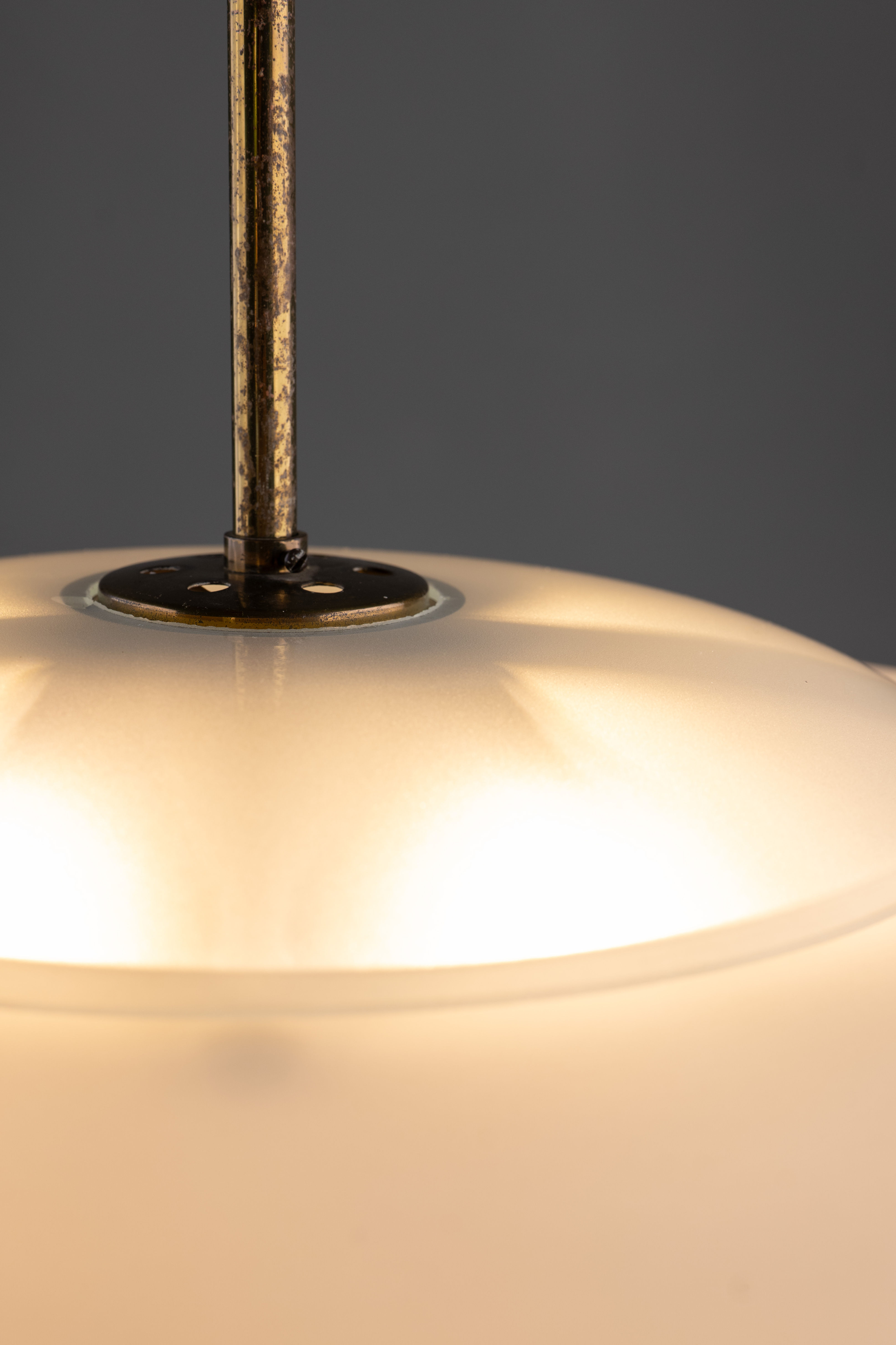 Fontana Arte Large White Glass Pendant Lamp 1960s