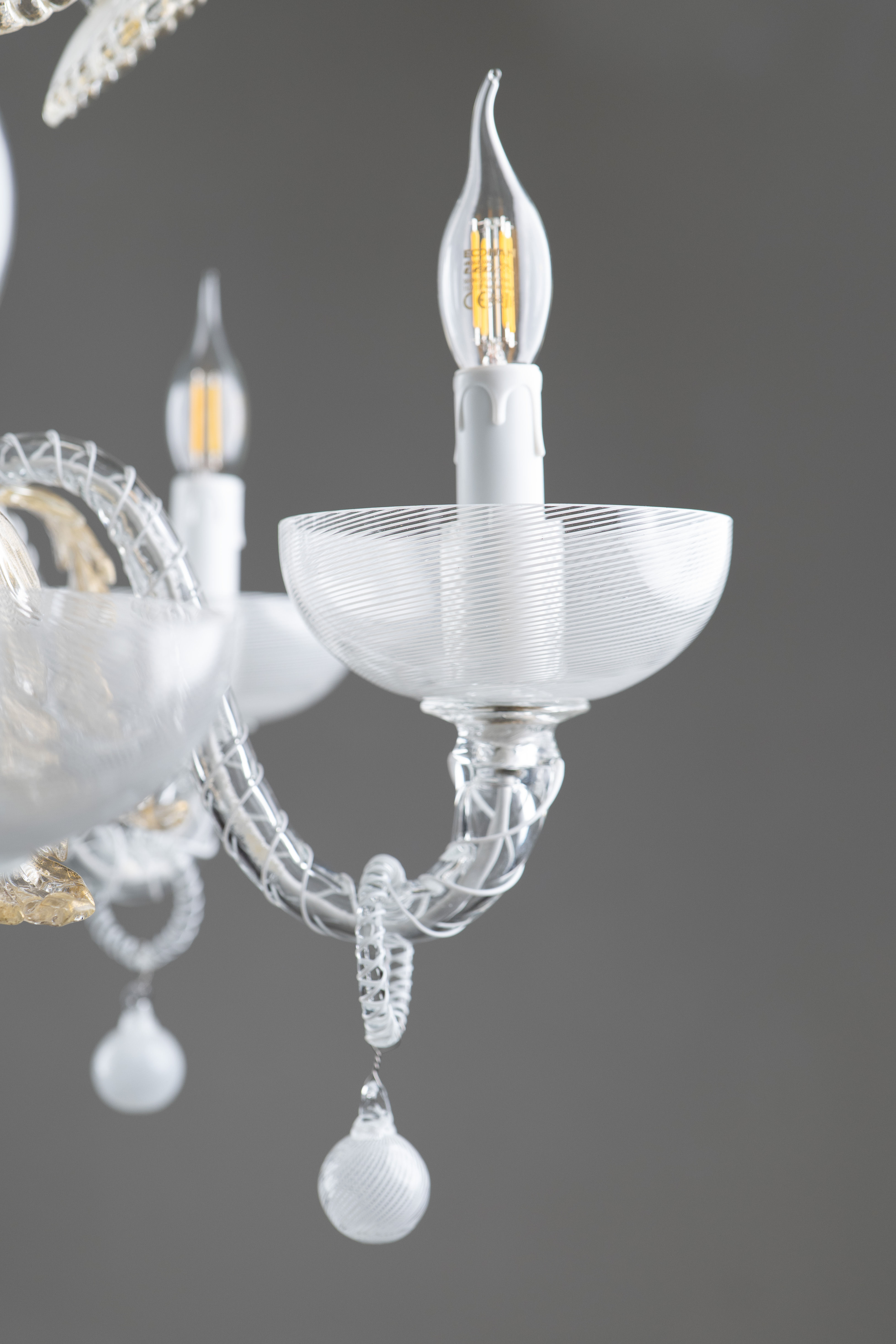 Art Deco Filigrana Murano Glass Venini Chandelier 1940s