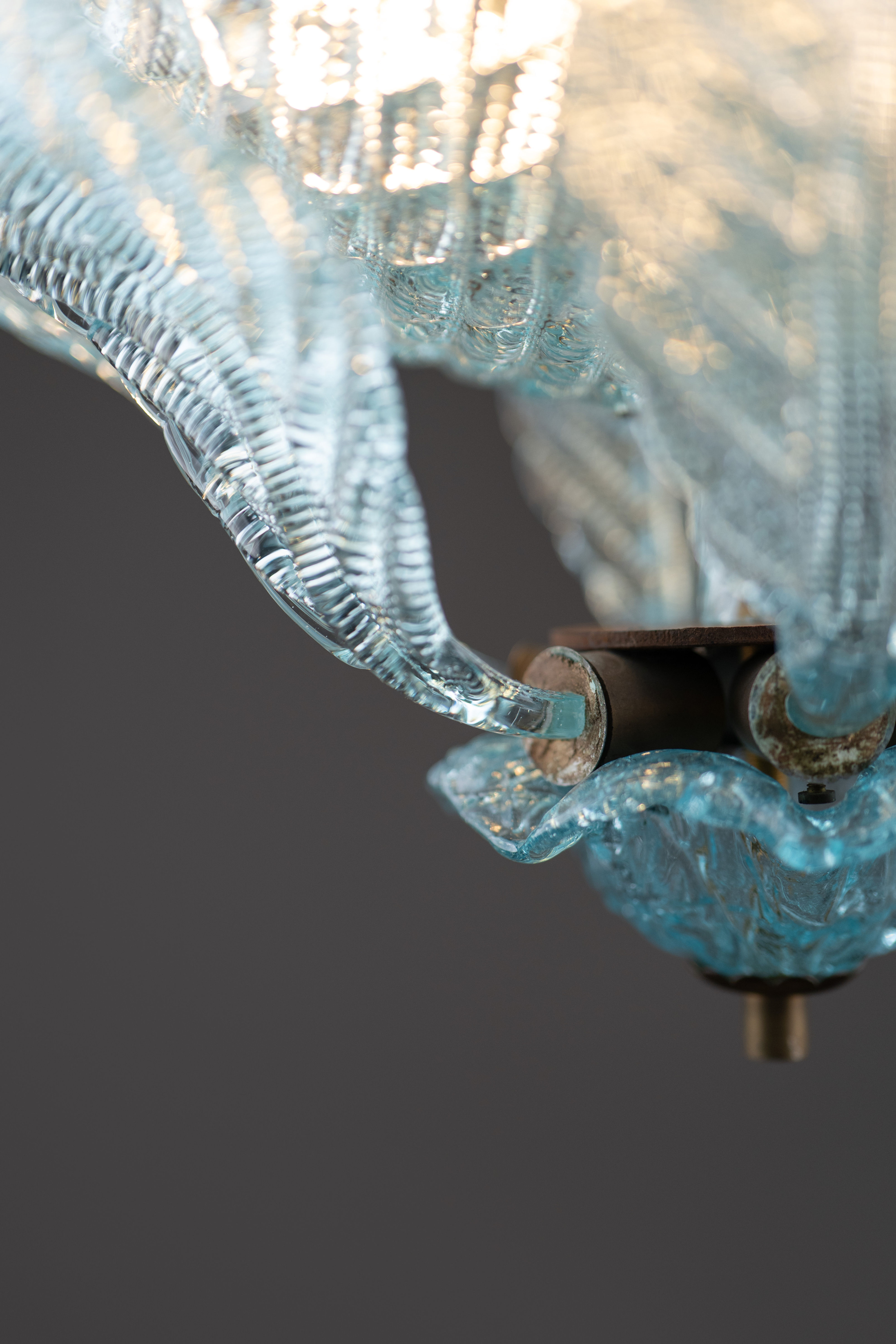 Art Deco Colored Barovier and Toso Colored Murano Glass Chandeliers 1930s