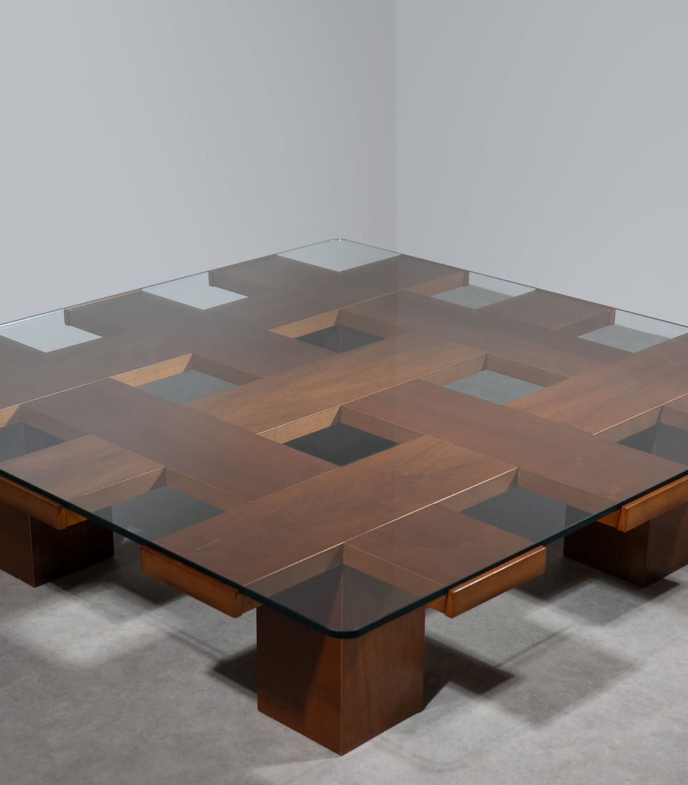 Thumbnail: Large Italian Square Wood Coffee Table Italy 1960s