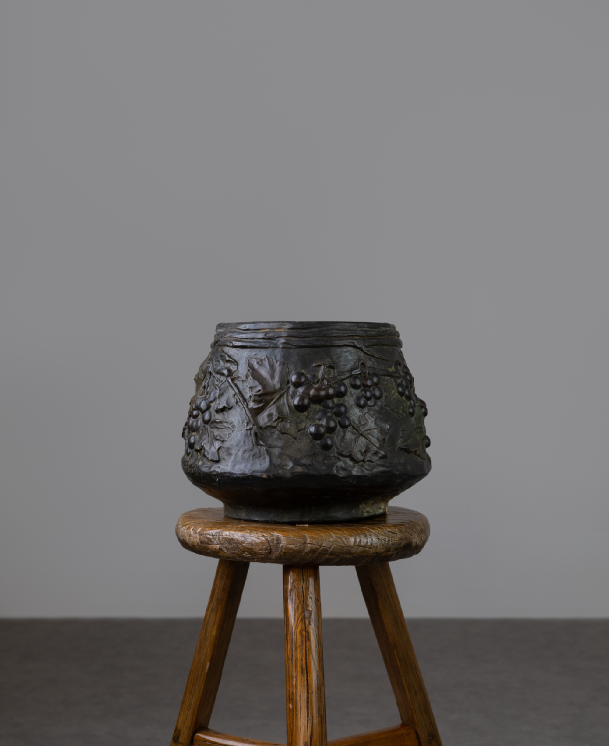 Antique Italian Mediterranean Embossed Ceramic Flower Pot 1930s