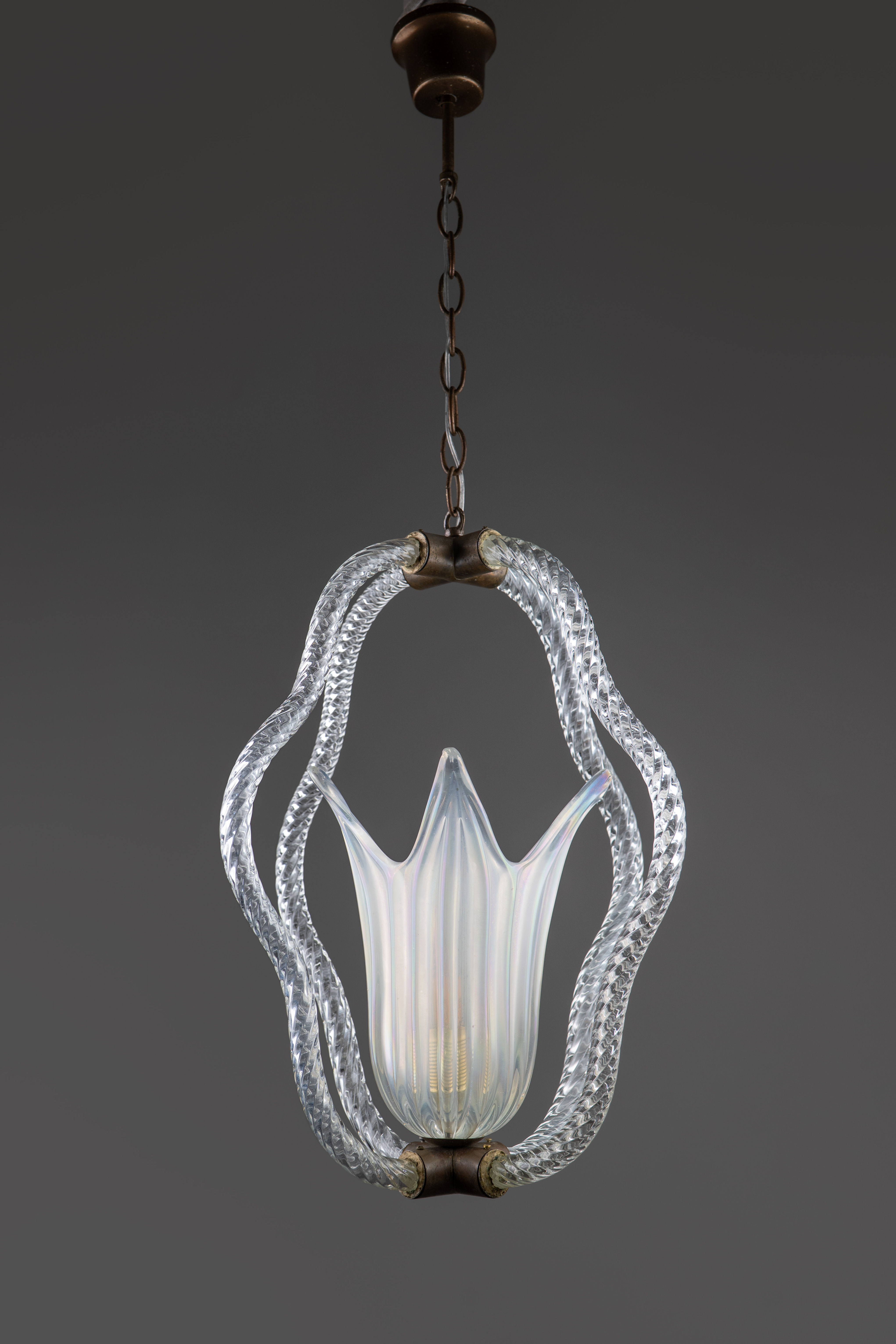Art Deco Barovier and Toso Murano Glass Chandelier 1930s / Vintage Italian Cryst