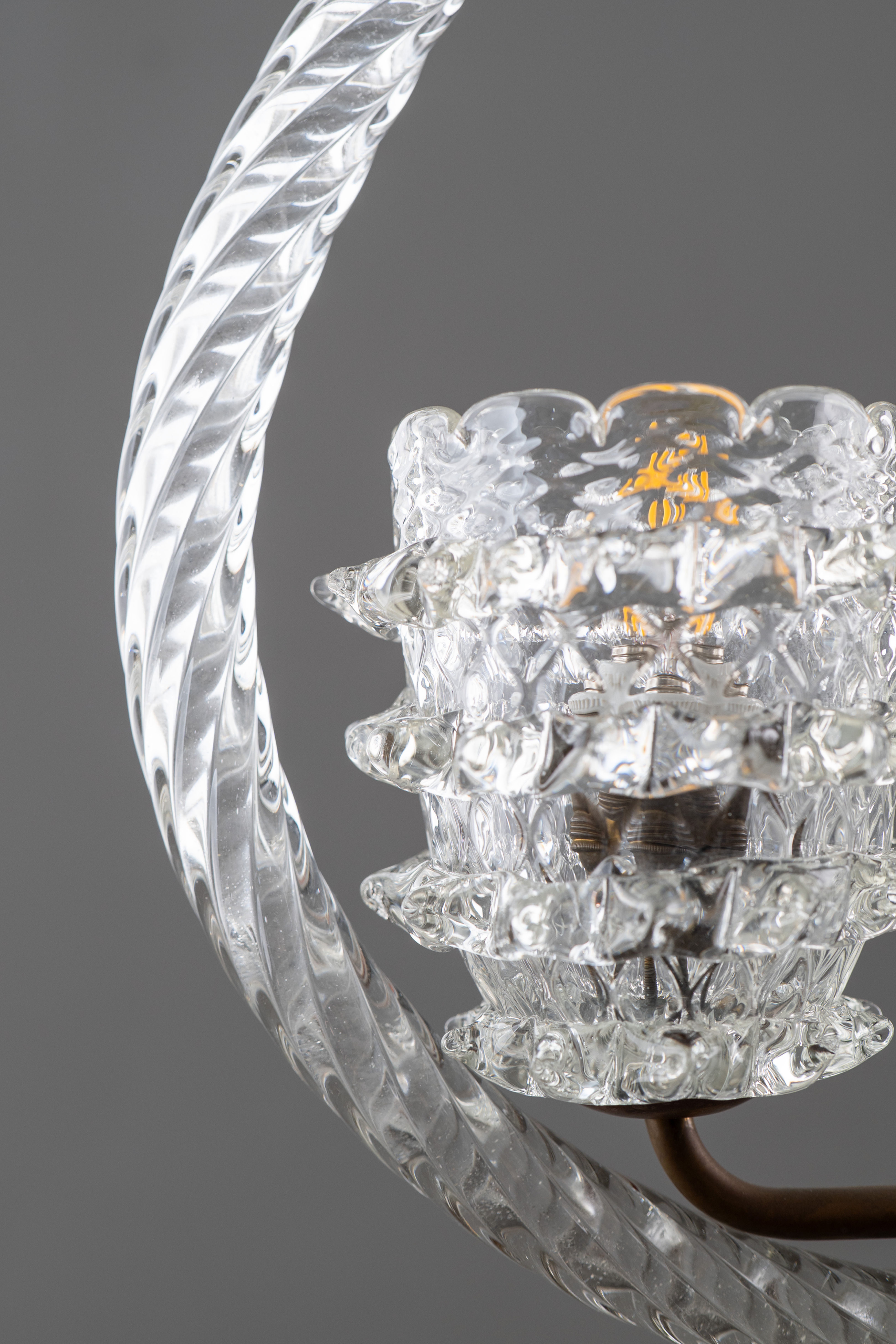 Rostrato Art Deco Barovier & Toso Murano Glass Chandelier 1930s