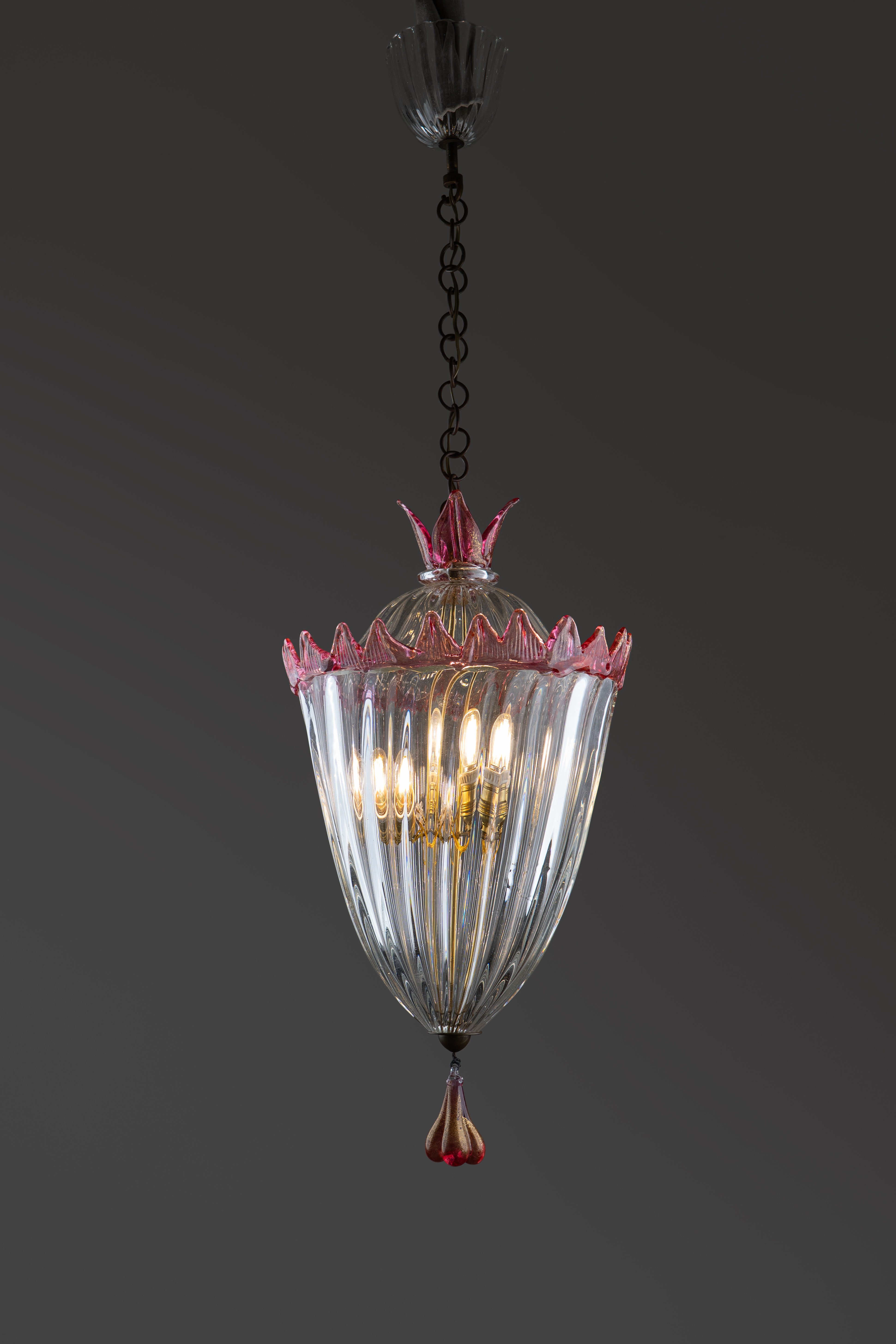 Rare Barovier and Toso Pink Murano Glass Lantern series Fanali Veneziani 1950s