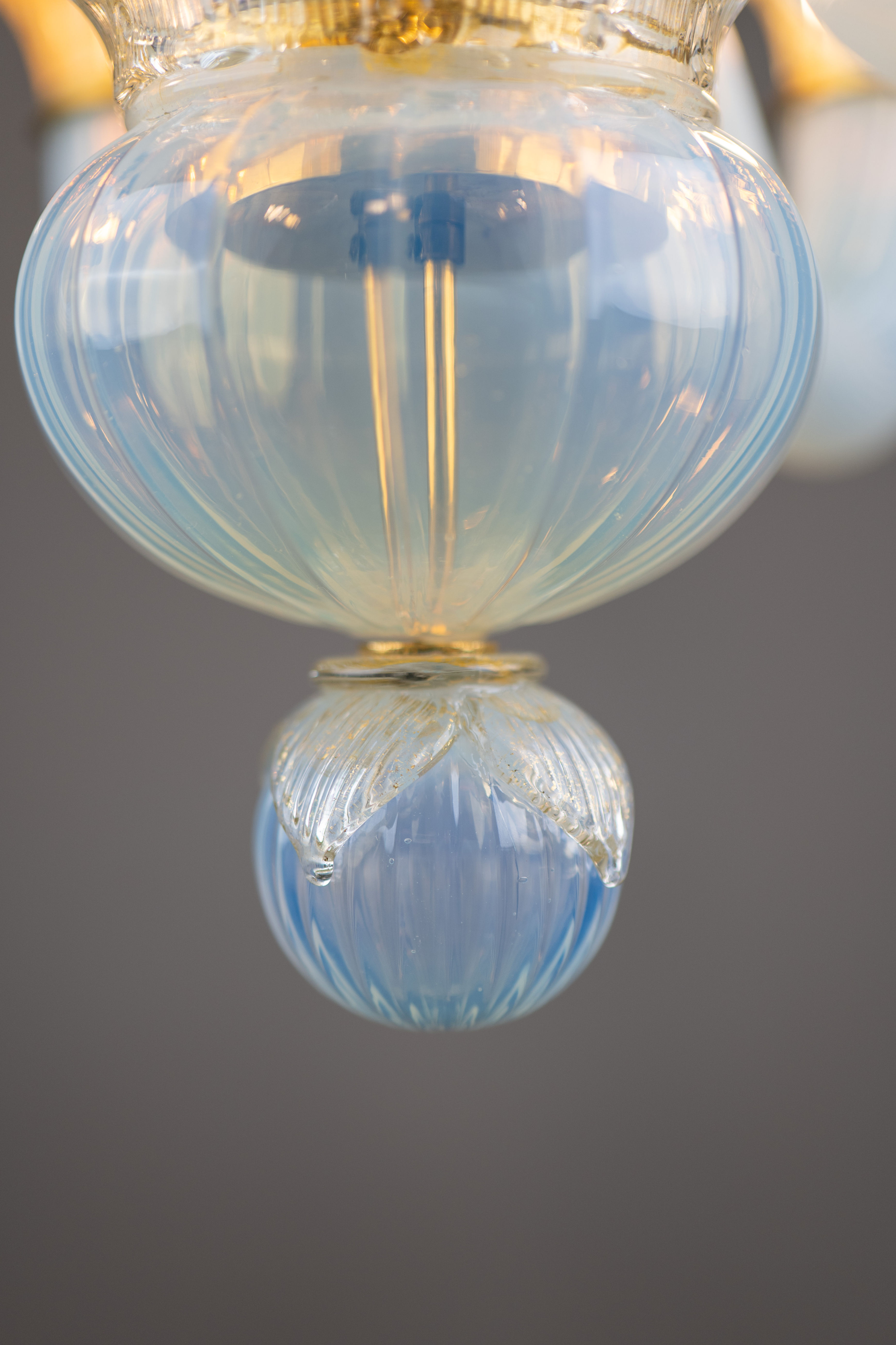 Art Deco Flavio Poli for Seguso Vetri d’Arte Murano Glass Chandelier 1950s