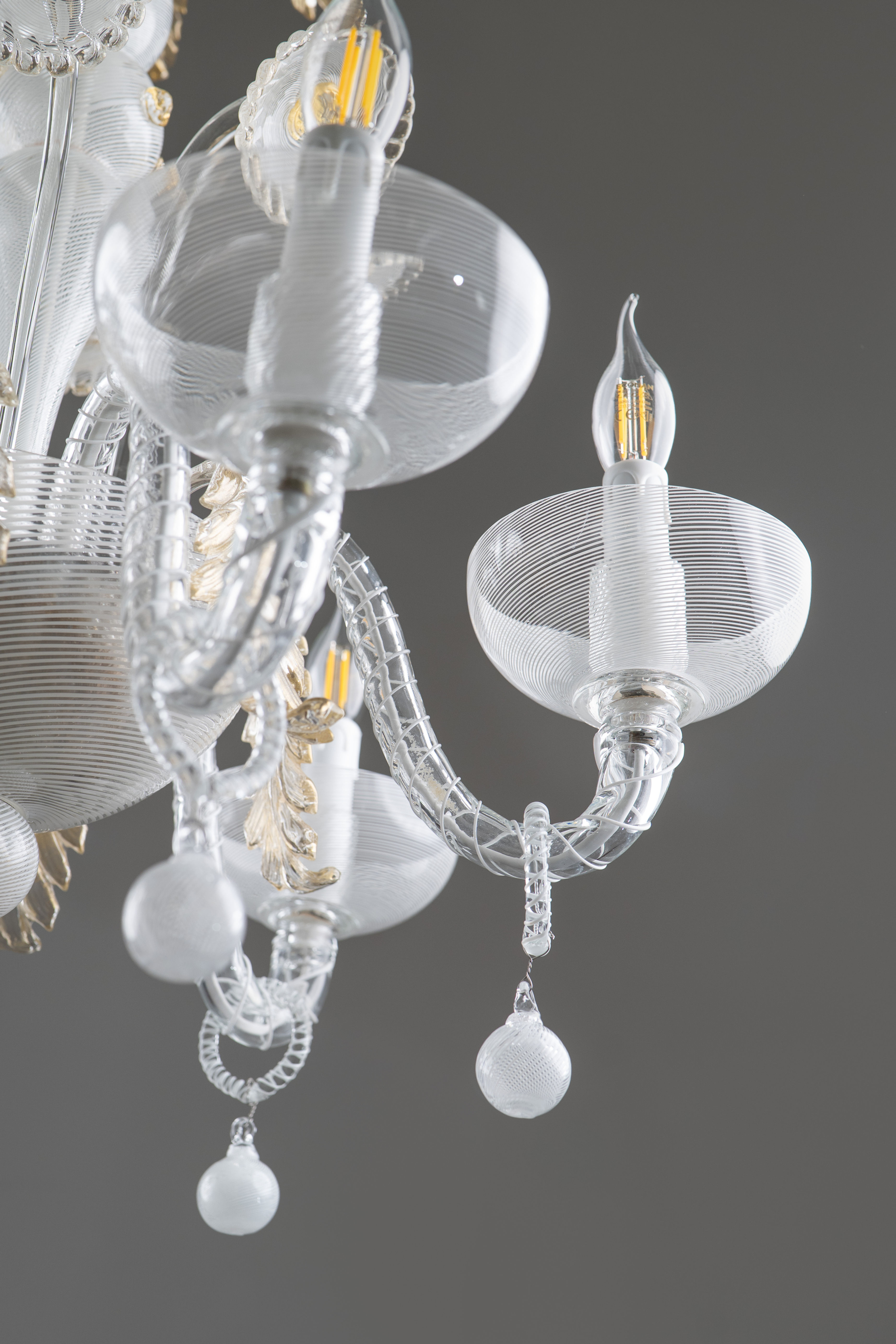 Art Deco Filigrana Murano Glass Venini Chandelier 1940s