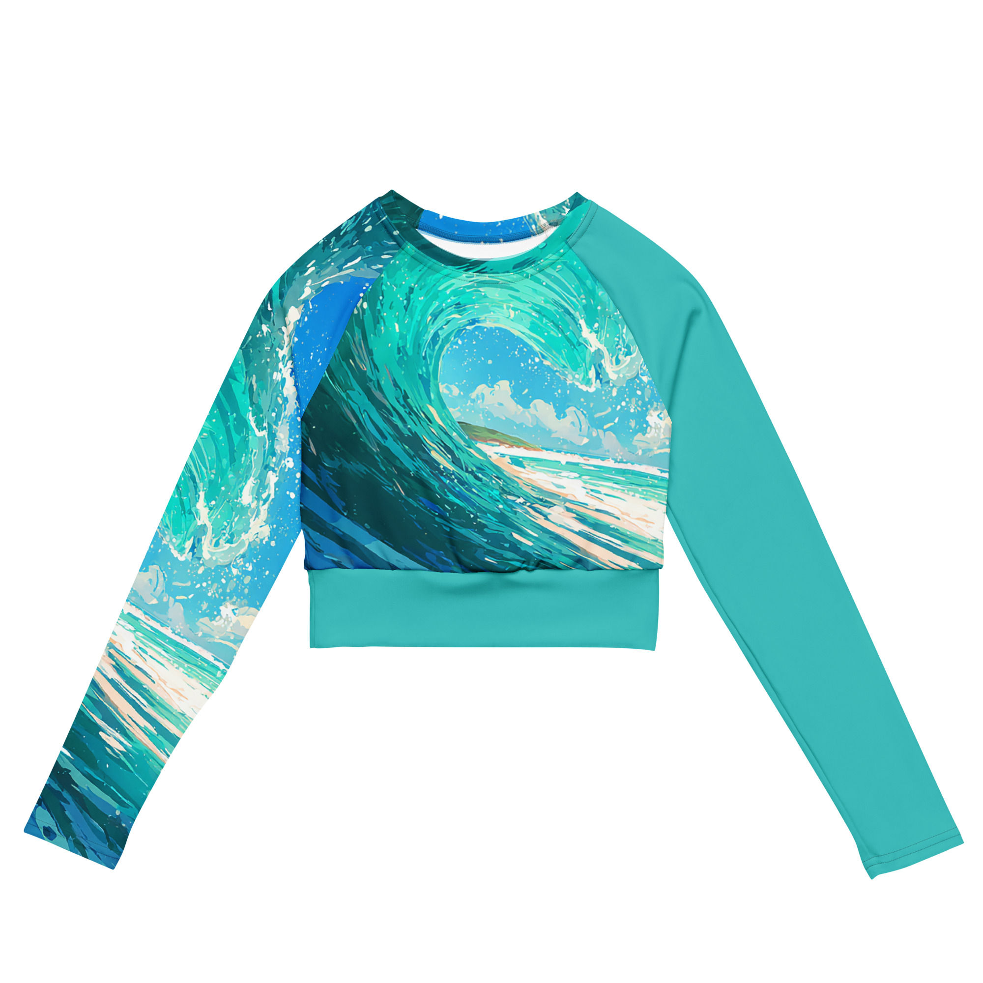 Surfs up long-sleeve crop top