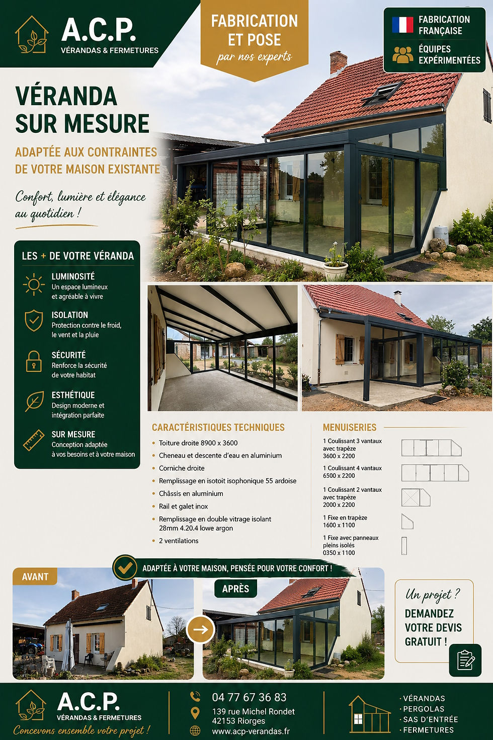 🏡 Une véranda sur mesure, pensée pour s'adapter à votre maison à Rongères ! ✨