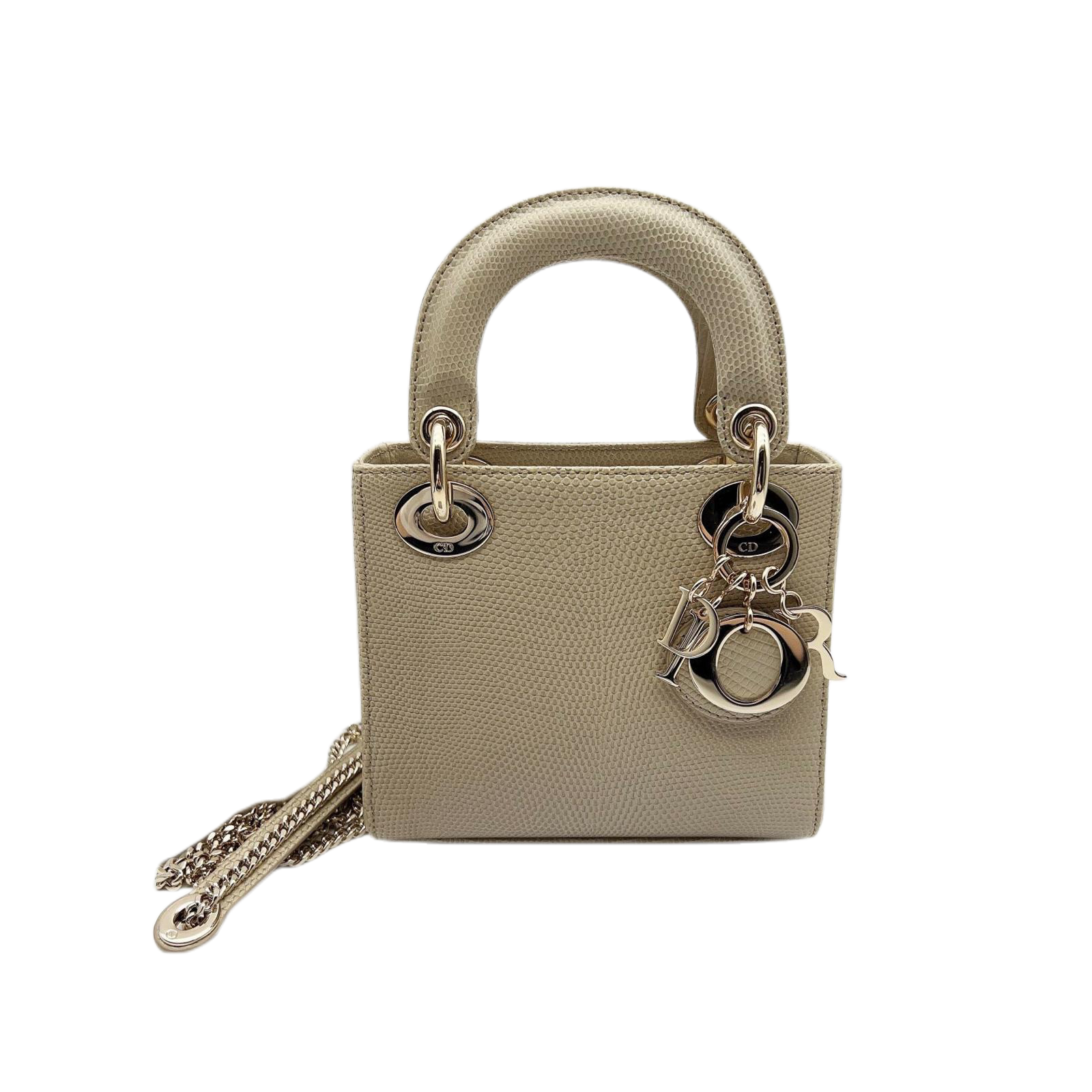 Lady Dior mini beige xghw lizard米金蜥蜴皮
