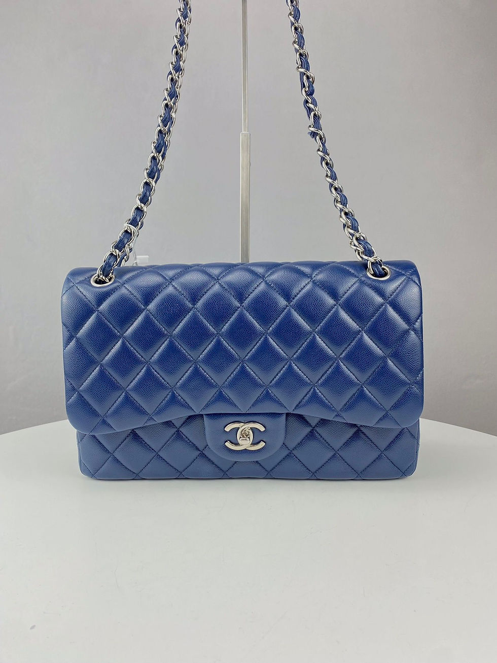Thumbnail: CHANEL CF Double Flap Jumbo Caviar Bluexshw