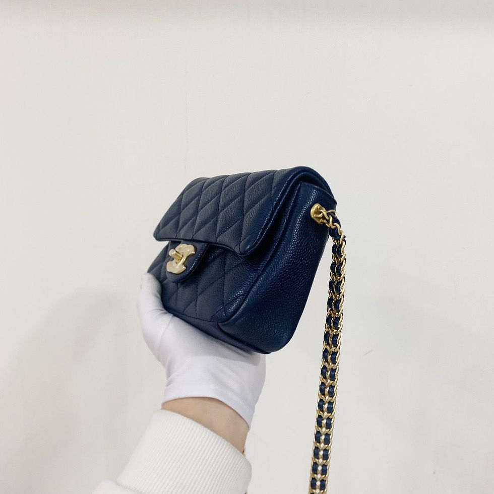 Thumbnail: CHANEL flap bag bluexghw caviar 藍金荔枝皮