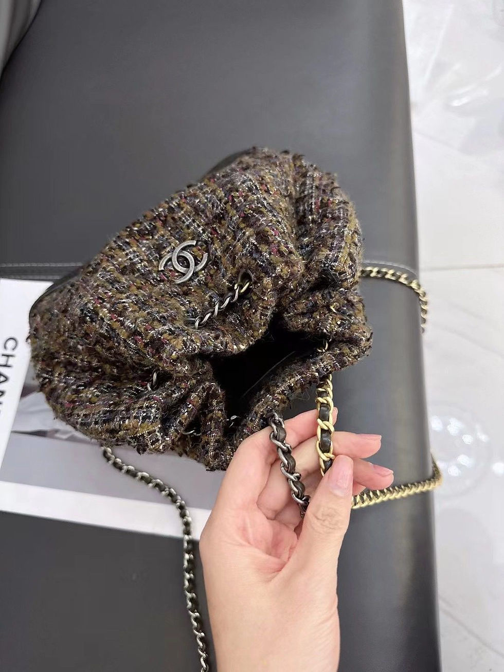 Thumbnail: CHANEL Gabrielle Backpack Tweed Brown
