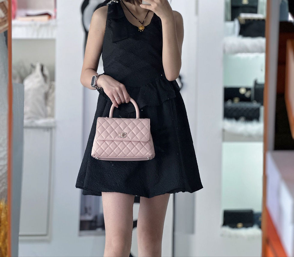 Thumbnail: CHANEL coco handle small pinkxghw caviar粉金荔枝皮 