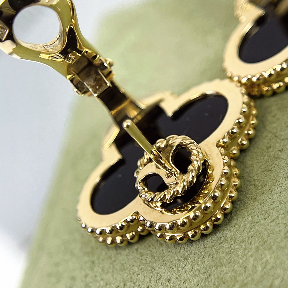 Thumbnail: VCA Magic Alhambra Earrings 18K Yellow Gold/Onyx