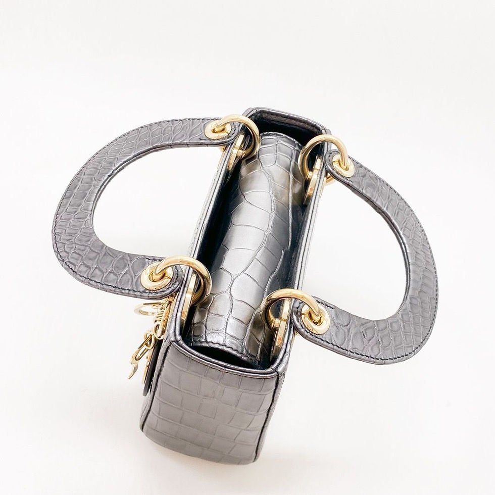 Thumbnail: Lady dior mini croc 灰銀色鱷魚皮